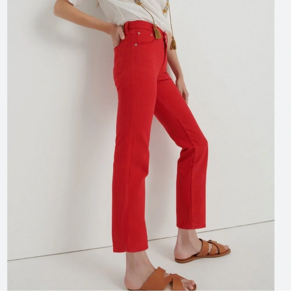 Lucky Brand Red Authentic Straight Crop Jeans Size 32